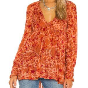 Free People Merlot Dark Romance Tunic Blouse